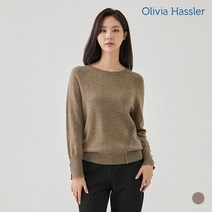 올리비아하슬러 여성용 라운드넥 버튼 포인티드 니트 OH0WSW105MW
