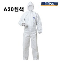 유한킴벌리크린가드 A30 원피스형 후드보호복 흰색 특대형 43035액체방어우수 분진방어적합 통기성보호복 5 6형식, 43033 대형