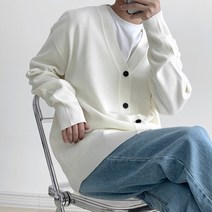 오마보이 남자 베이직 무지 실켓니트 박스 가디건