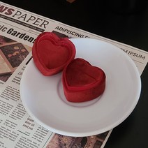 [블링살롱made/국내제작] 예물 프로포즈 벨벳 하트 쥬얼리 반지케이스 시그니처 레드 컬러 웨딩 결혼기념일선물 선물상자 보석함 선물포장 프로포즈반지 돌반지 악세사리보관함, 시그니처 레드 벨벳