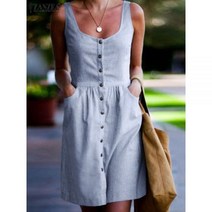 해외여행여름옷 77사이즈 캐주얼 여름 드레스 여성 패션 프린트 민 넥 로브 Holiday Beach Striped Femme