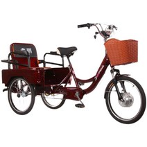 부모님 전기자전거 3륜 노인 전동자전거 삼륜전기차, 리튬 배터리 48V12A 포함 와인 레드