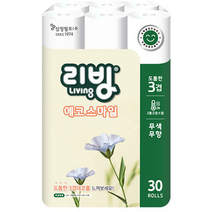 리빙 에코스마일 화장지 3겹 30롤, 1팩