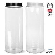 페트용기 팜스원형 1500ml 다용도 플라스틱 팜스용기, 1500ml 블랙캡 (100개)