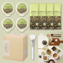 슬로가닉 천연 곡물팩 세트 생곡물팩 ( 생곡물가루2g x 4포 + 팩베이스18g x 4개 + 전용실리콘 브러쉬 1개 )