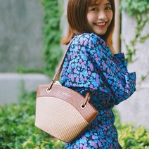컨투어린스[짚백] 리저드 짜임 물통백 밀짚가방-28557