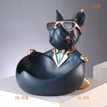 현관 불독 마스크 선반 트레이 프렌치 장식 홈 룸 테이블 장식 액세서리, 러브 불독 블루