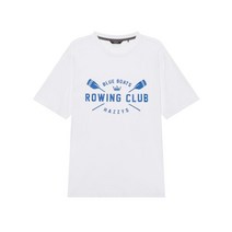 22SS [헤지스X티라이브러리] 화이트 로잉 그래픽 티셔츠 (Blue Boat Club Sovenir) HZTS2B658WT