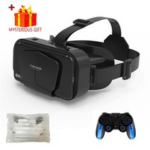 vr게임기 3d 가상 현실 vr 안경 전화 모바일 스마트 폰용 7 인치 헤드셋 헬멧 컨트롤러 게임 wirth real viar 고글, 상자 9090 리모컨 없음