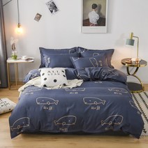 두꺼운 면 샌딩 4 피스 세트 단순한면 침대 시트 퀼트 커버