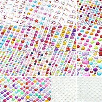 미리사몰 비즈스티커 큐빅 모양 진주 하트 별 비즈 공예 스티커 DIY 꾸미기 취미 돌봄 방과후, 비즈스티커:별