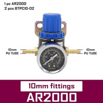 co2레귤레이터 분배기 레귤레이터 이탄 AR2000 1/4 ''Pneumatic 미니 공기압 릴리프 제어 압축기, 10 10mm fittings