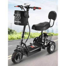 3륜 전기 스쿠터 세발 바이크 삼륜차 출퇴근 미니, 상세이페이지 참고, 블랙 이중등받이