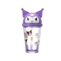 산리오 쿠로미 시나모롤 마이멜로디 플라스틱 빨대컵 320mL 물 컵 통 병 미니소, C