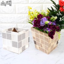 사각화분 성묘용 기분전환 인조나무 꽃꽂이 조화 화분 집들이 이사 조경 카페 조경목, 1개, 브라운 - 소