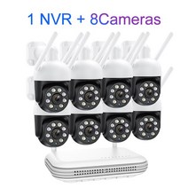 베이비모니터 스마트홈 펫 강아지 카메라 CCTV Techage-무선 감시 시스템 사람 감지 8CH 4MP PTZ 와이파이 IP 기록 비디오 보안 키트 NVR 양방향 오디오, [01] 없음, [04] 8CH NVR 8 Camera