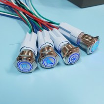 니토 LED 크롬 토글 스위치 DC12V DIY 버튼 자동차 차량용 전원 원형 메탈 인테리어, NG320. 선택02-써클 푸쉬온 레드