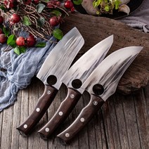 핸드메이드 고기칼 주방 중식도 정육칼 다용도 캠핑 나이프주방 정육점 칼 고기 뼈를 자르는 식칼 수제 스테인레스 스틸 풀 탱 단조 낚시 요리사 사냥, 3pc 칼 세트, 협력사
