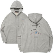 [천삼백케이] [꼼파뇨] EaRth COMME 자수 후드 집업 그레이