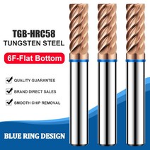밀링커터 엔드밀 나사 볼록 십자 드릴 공구 비트세트 AZZKOR 6F 컬러 링 코팅 텅스텐 스틸 카바이드 플랫 바텀 밀링 CNC 기계 TGB-HRC58, 40.4x16x100 - 1PCS