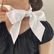 [1+1할인/당일출고]실키한 공단 롱 리본 타이 블랙 화이트 스카프 방도 트윌리