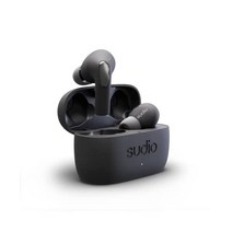 이어버드 이어폰 정규품SUDIO E2일렉트릭 그레이 무선 Bluetooth52 iOS Android 대응 하이브리드 액티브 노이즈 캔슬링 기능 ANC IPX4 레벨 방수 설계 북유, 검은색