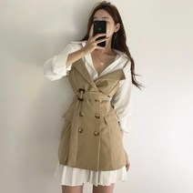여성 드라마 연예인 갯마을 원피스 라이트 셔츠 플리츠 스커트 조여정원피스