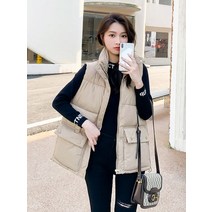 대장패딩 여성용 조끼 여성 겨울 따뜻한 면 패딩 패딩 조끼 대형 민소매 파카 자켓 하이