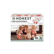 The Honest Company 클린 컨셔스 기저귀 | 식물 기반의 지속 가능한 | 타이다이 For + Cactus Cuties | 클럽 박스 크기 4(22-37lbs) 60, 사이즈 4, 저스트 피치 + 플라워 파워