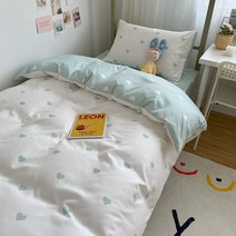 겨울 침구 세트 심플 앤티크 하트 빈티지 귀여운 캐릭터 잔꽃 날염 싱글 더블 침대 정전기 방지 침구 커버 4종세트(이불 커버+침대 시트+베개커버2p) CS-4352