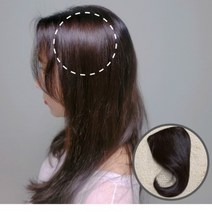 여자 헤어 피스 옆머리 탈모 정수리 볼륨 부분 가발, 26cm, 내츄럴블랙