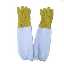 안티 꿀벌 장갑 양봉 자재 보호 염소 가죽 긴 소매 통풍 전문 의류, YELLOW, XXL