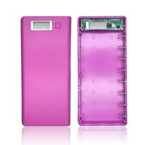파워뱅크 DIY 8x18650 배터리 케이스 휴대용 lcd 디스플레이 듀얼 USB 포트, 퍼플