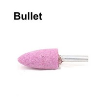 생크 6mm 레드 커런덤 연마 휠 연삭 헤드 도구 장착 스톤 포인트 전기 액세서리, 02 Bullet_02 2Pcs_02 30mm