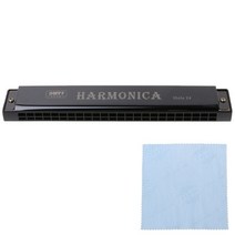 초보자용 하모니카 입 금속 오르간 전문 악기 하모니카 하프 하모늄 블루 단서 24 홀, Black, Black