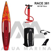 서핑 가볼만한곳 카약 AQUA MARINA RACE 2021 팽창식 서핑 보드 스탠드업 패들 빠른 레이싱 워터 381x66x, 01 SET A  (STANDARD)