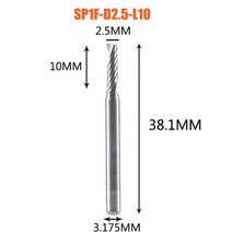 1pc AAAAA 3D CNC 라우터 비트 조각 3.175 /4/6 생크 단일 플루트 밀링 커터 나선형 엔드 밀 목공 알루미늄, SP1F-D2.5-L10