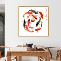 현관 사무실 서재 거실 부귀 구어도 행운 그림 재물운 보석십자수 재료 세트 diy, 90x90cm 전체 원형 큐빅