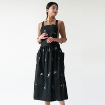 3초쿨 북유럽 원피스 앞치마 코튼재질 카페 공방 앞치마, 블랙