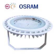 LED 원형 투광등 80W 100W 영하40도 냉동창고 물류센터 공장 고천장 야외 방수 브라켓 벽부등 후렌치 체인 오스람LED적용 원형투광등 메탈 헬라이드 대체, 1개, 80W 천장고리형 갓제외