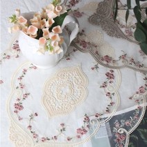 기타 바보사랑[꾸미까]쉐비 플라워자수 러너 레이스 매트(2colors), 베이지