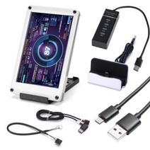 듀얼모니터받침대 아크릴 우드 모니터받침대 고강도 듀얼 USB 컴퓨터 온도 모니터링 35 인치 IPS DIY PC 디스플레이 보조 화면 윈도우 리눅스 라즈베리 파이, Full Set+스페인