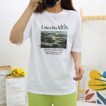 헤이뽀 / 물결 전사나염 프린팅 여름 반팔 티셔츠 3컬러