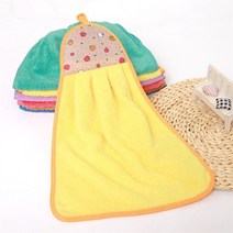 핸드타월 고리 카페 주방 손 수건 고급 타올 산호 양털 가사 청소 걸이식 흡수성 가정용 접시 천 926EA 1, 05 YELLOW