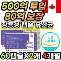 [한정수량] 장용성 500억 80억 보장 프로바이오틱스 LGG 엘지지 김치 모유 비피더스균 유산균 프롤린 프락토올리고당 아미노산 캡슐 리파아제 장 운동 건강 에 도움 배변 임산부, 4개월 / 60캡슐x2개 + 사은품*한정*
