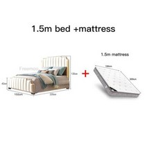 모던 심플 킹 사이즈 더블 침대 럭셔리 조명 2 인용 디자인 화이트 가죽 하우스 프레임 퀸 침실 가구, 1.5m 침대 매트리스