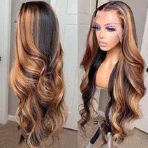 레이스 가발 하이라이트 가발 human hair ombre lace front wig 30 inch brazilian hair wigs for black women Honey, 22인치, 150, 1개