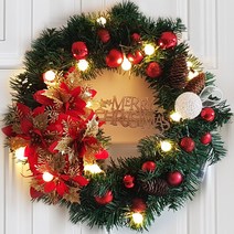 반짝이는 메리크리스마스 리스 50cm 벽장식 앵두조명