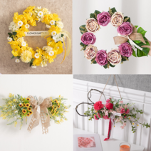 [특가] 리스 갈란드 카페 벽 홈 인테리어 데코 30종, 블로썸목화액자 기억자 리스 18cm