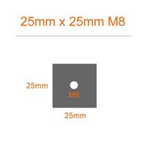 알루미늄 아연 사각 파이프 너트 M8 구멍이 있는 직사각형 플러그 튜브 커버 테이블 및 의자 선반 매트 내부 캡 가구 다리, 25x25xM8+12 Pcs